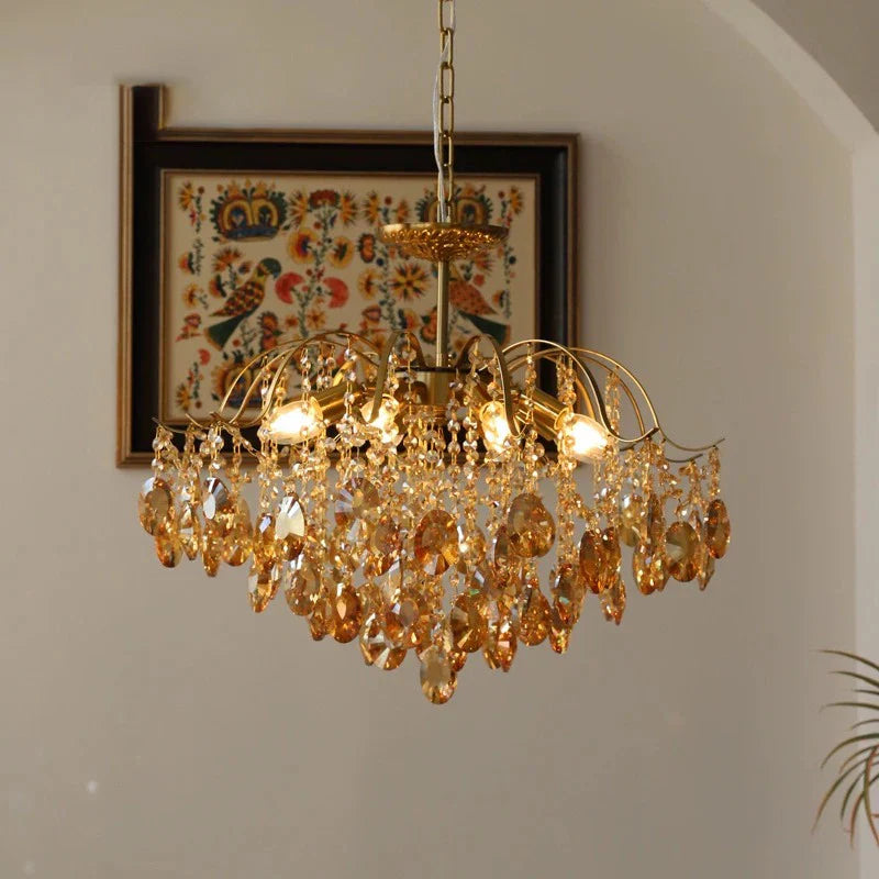 Afralia™ Retro Crystal Chandelier Pendant Light for Home Decor Luxe Living Room Bedroom