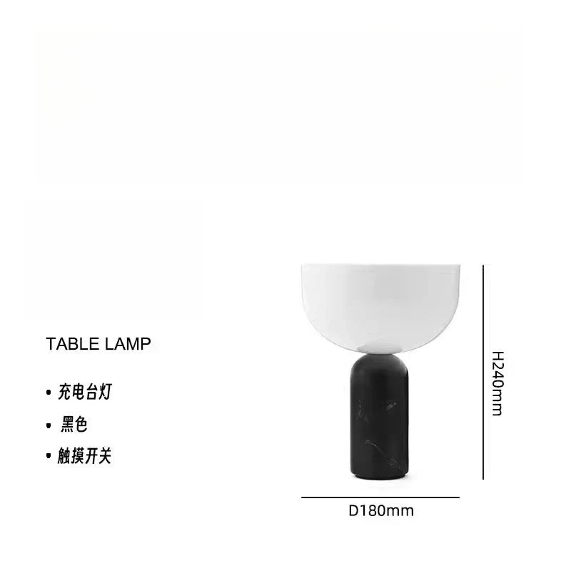 Afralia™ Marble Table Lamp Touch Switch USB Charging Desk Light Medieval Cream