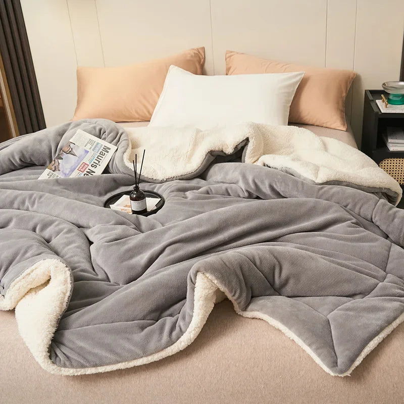 Afralia™ Double Layer Queen Blanket Super Soft Plush Warm Comfort for Autumn/Winter