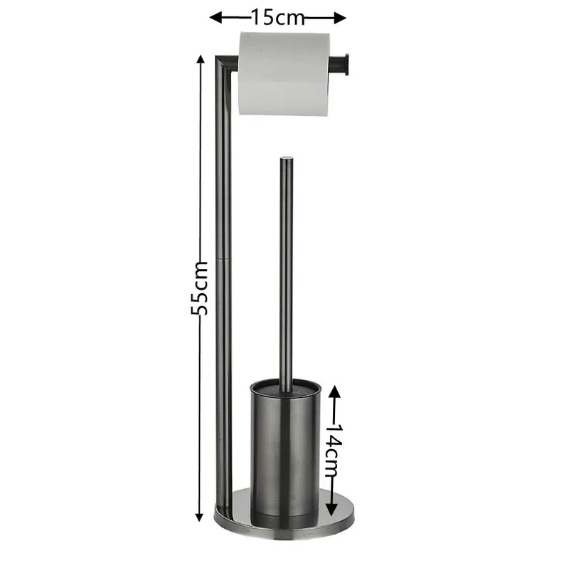 Afralia™ Stainless Steel Toilet Brush & Paper Towel Holder: Floor-to-Ceiling Stand