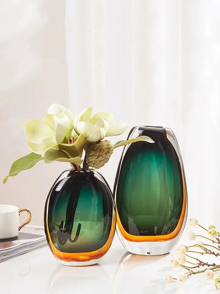 Afralia™ Gradient Glass Vase Hydroponics Desk Decoration Artificial Floral Arrangement Vase