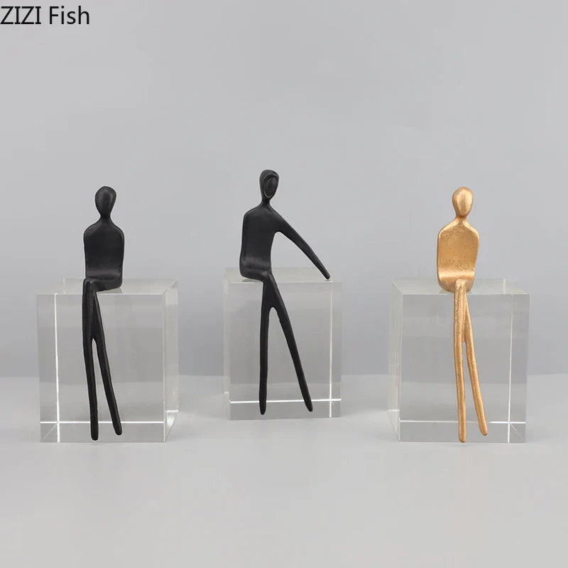 Afralia™ Abstract Character Sculpture with Crystal Base for Modern Room Decor