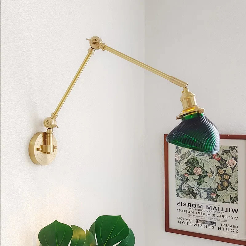 Afralia™ Ceramic Copper LED Wall Lamp with Adjustable Long Arm Swing