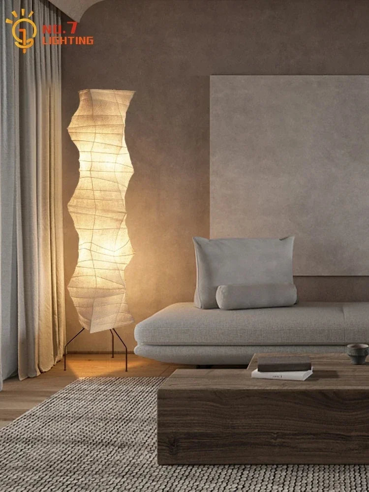 Afralia™ Akari Japanese Rice Paper Floor Lamp LED E27 Chandelier for Bedroom Living Room
