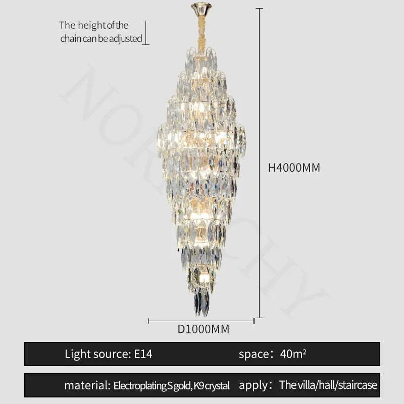 Afralia™ European Crystal Duplex Chandelier for Hotel Lobby Staircase & Villa Living Room