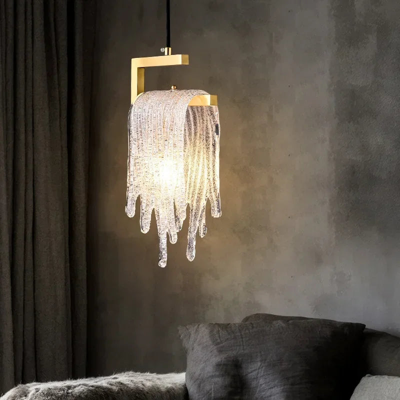 Afralia™ Copper Glass Suspension Chandelier Dining Room Living Room Lamp