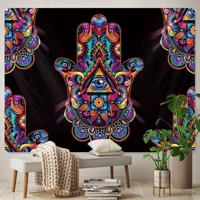 Afralia™ Lucky Hand Mandala Tapestry Wall Hanging Boho Decor