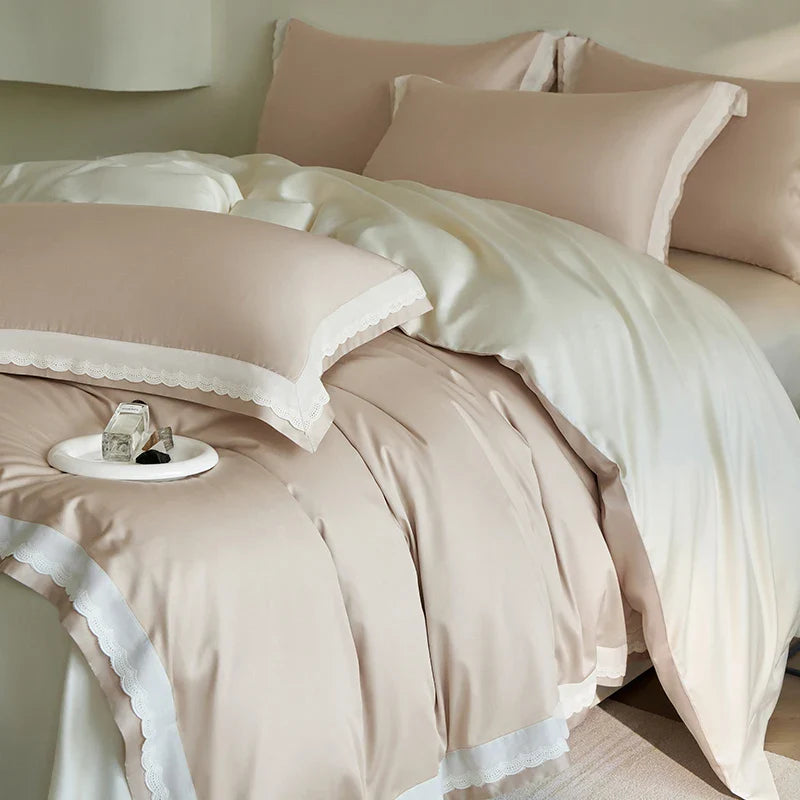 Afralia™ Luxe Lace Bedding Set: 1000TC Egyptian Cotton Duvet, Sheet, Pillowcases