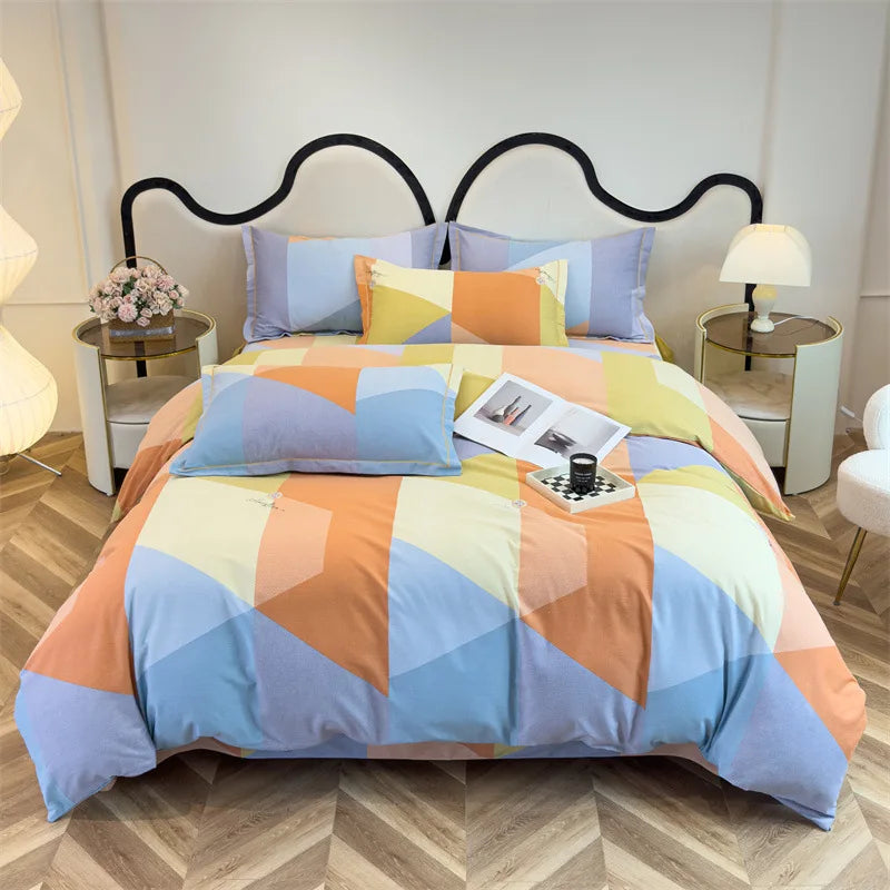 Afralia™ Brushed Cotton Printed Duvet Cover Set - Single/Double Bed Bedclothes