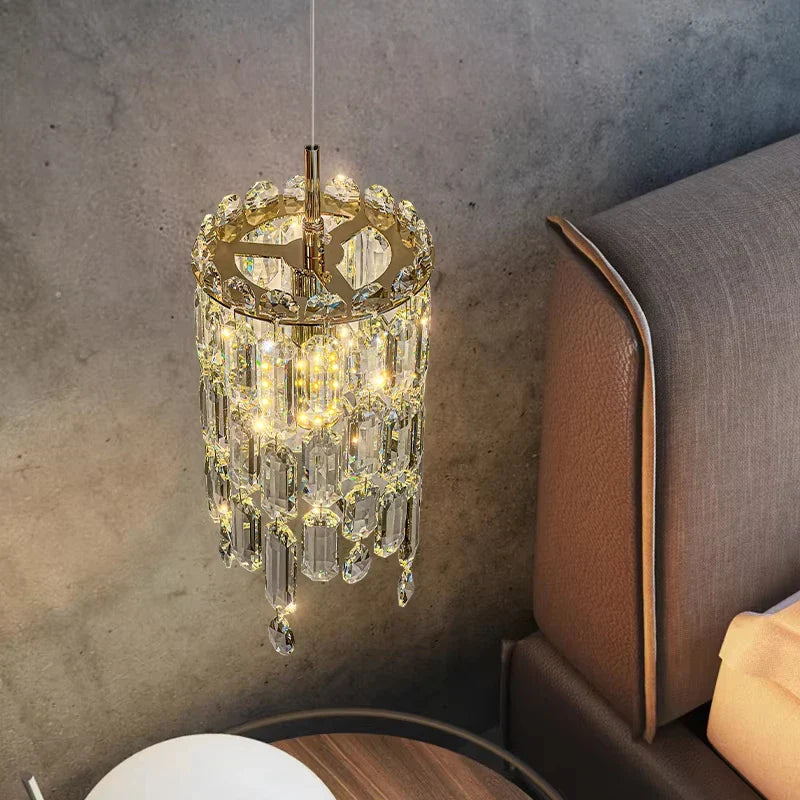 Afralia™ Crystal Round Dining Room Pendant Light in Gold/Chrome Luxury LED Fixture