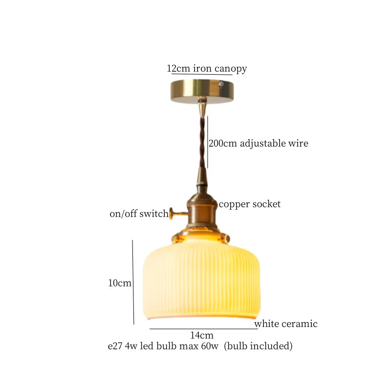 Afralia™ Ceramic LED Pendant Light: Vintage Japanese Style for Kitchen, Cafe, Living Room