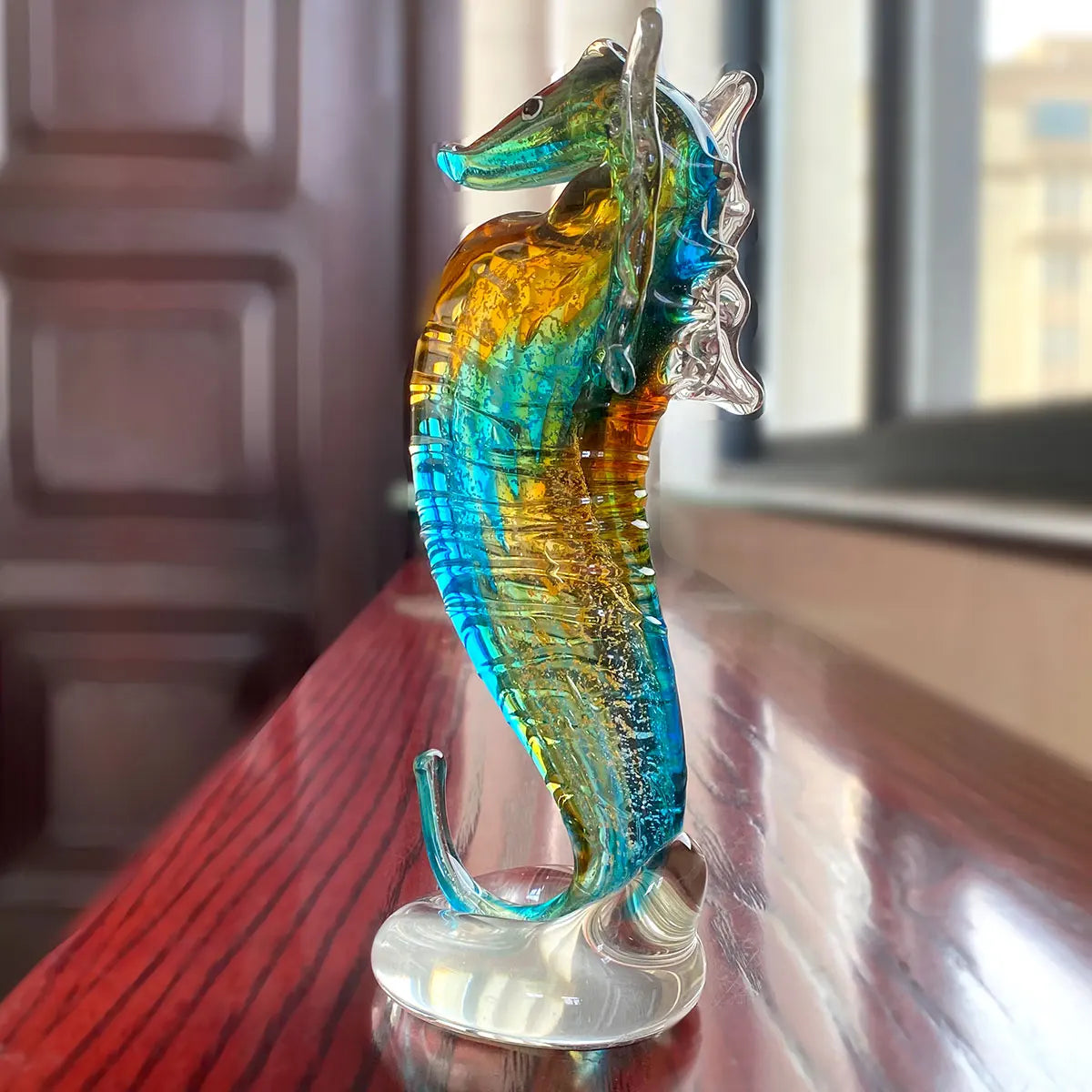 Afralia™ Hand Blown Glass Seahorse Figurine, Crystal Animal Craft Collection Display
