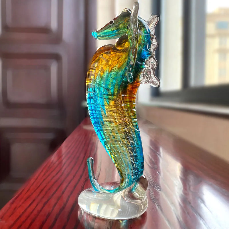 Afralia™ Hand Blown Glass Seahorse Figurine, Crystal Animal Craft Collection Display