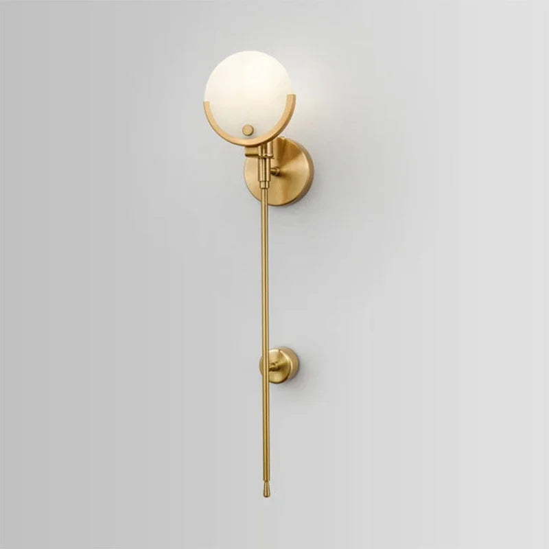 Afralia™ Gold Marble Copper Wall Lamp Modern Minimalist Bedside LED Light