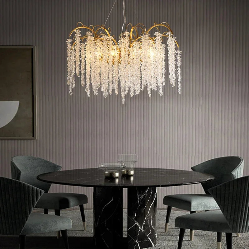 Afralia™ Wistaria Crystal Ceiling Chandelier Branches Design Pendant Lamp Elegant Home Decor