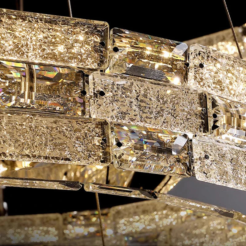 Afralia™ Golden Crystal Ring Chandelier: Luxury Gloss Ceiling Lighting for Modern Living Room