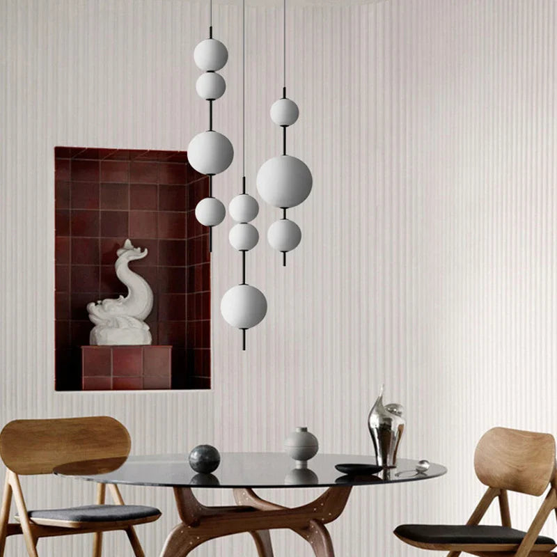 Afralia™ LED White Glass Ball Pendant Lamp for Home Decor.