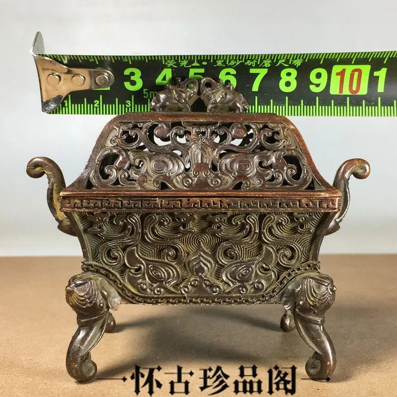 Afralia™ Copper Elephant Head Incense Burner with Lid - Retro Indoor Ornament