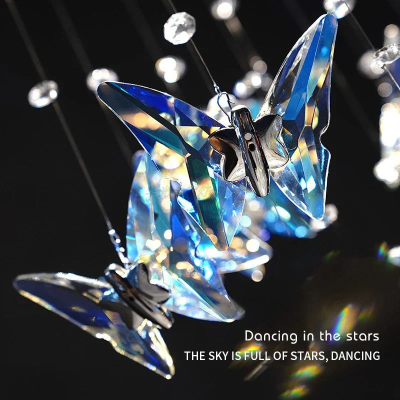 Afralia™ Crystal Butterfly Rotating Chandelier for Modern Light Luxury Villas