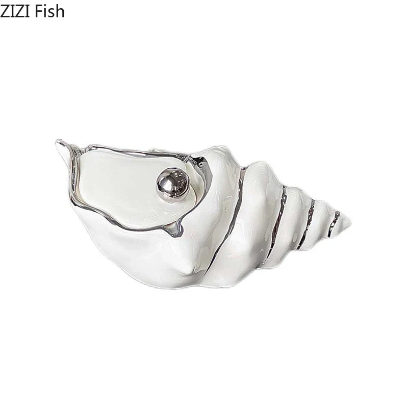 Afralia™ Conch Ashtray: Silver Plated Desk Decoration & Windproof Ceramic Smoking Accessory
