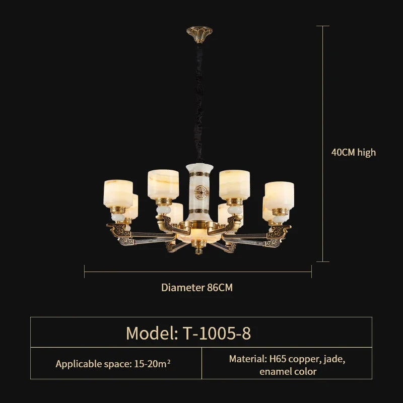 Afralia™ Luxury Zinc Alloy Jade Chandelier for Living Room, Villa, and Restaurant