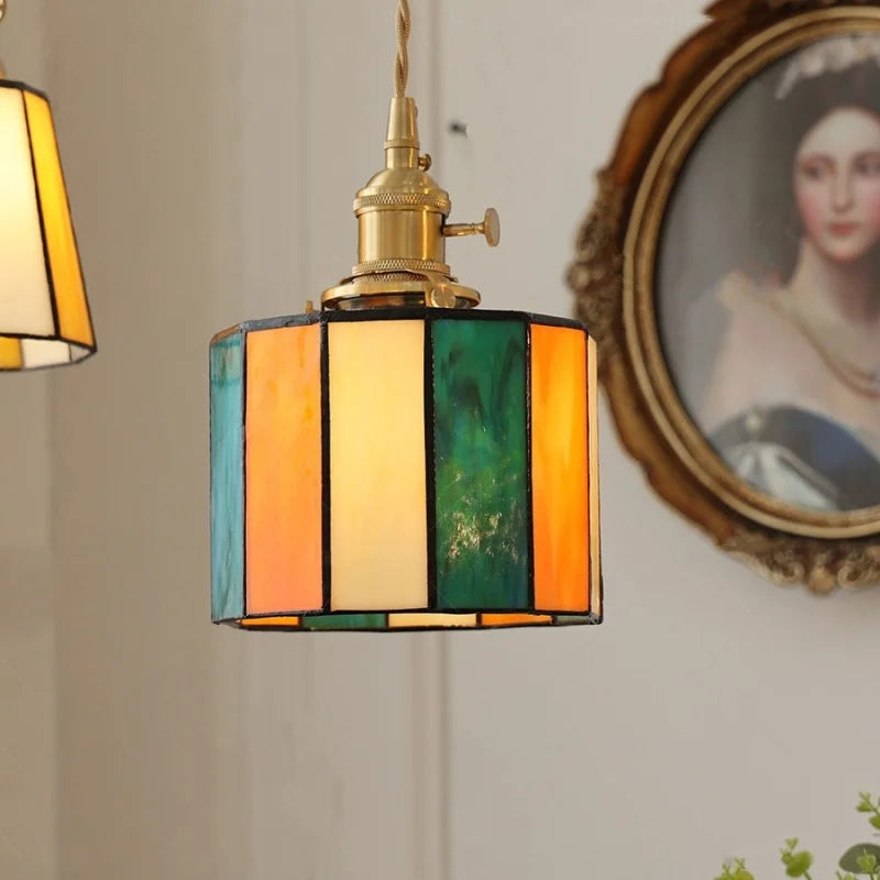 Afralia™ Copper Knob Switch LED Pendant Lamp, Adjustable Glass Dining Room Lighting