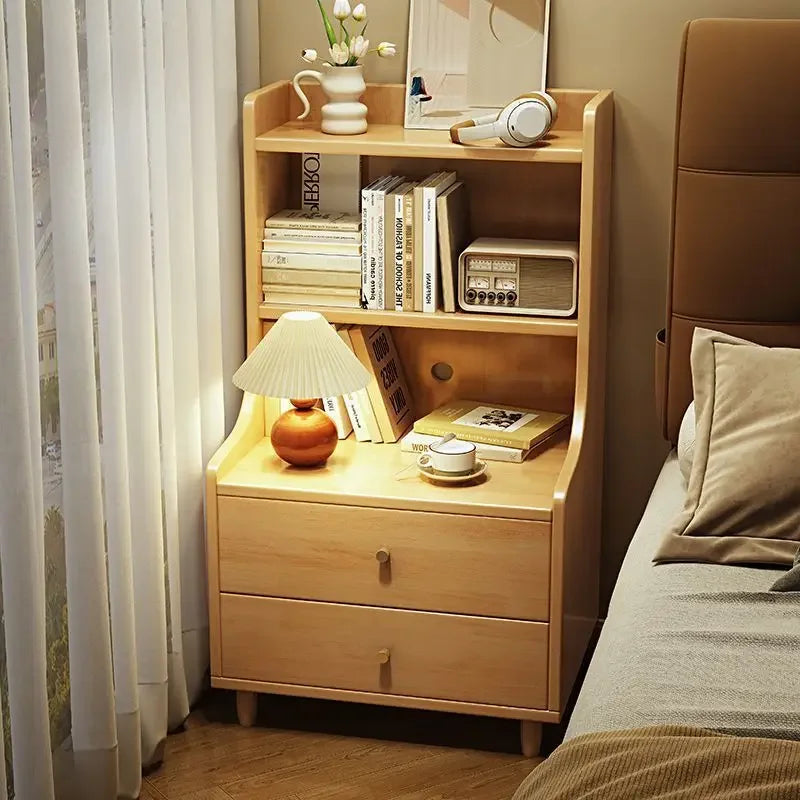 Afralia™ Solid Wood Bedside Tables: Narrow Study & Bedroom Cabinets for Simple Storage & Style