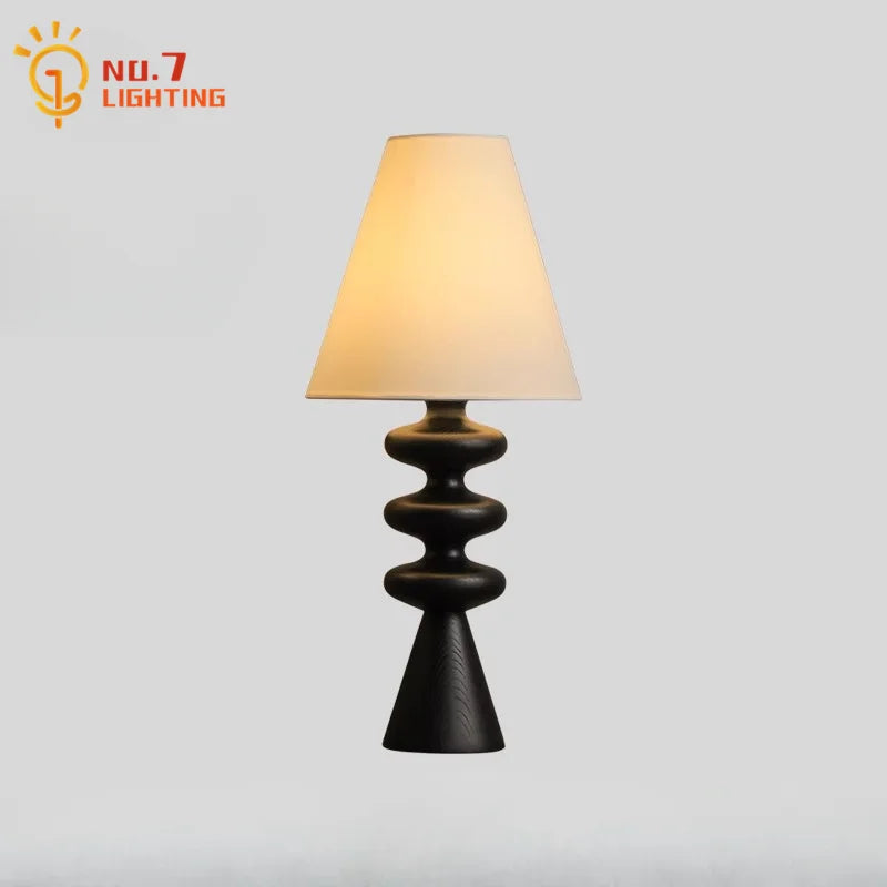 Afralia™ Medieval Solid Wood Table Lamp LED E27 Art Decor Desk Lights