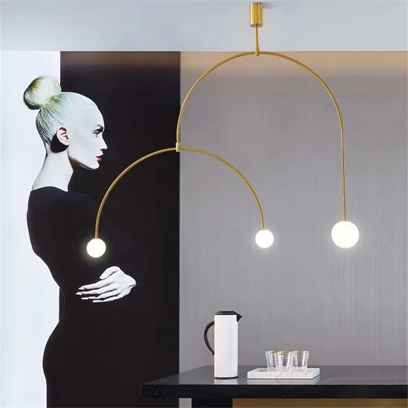 Afralia™ Black & Gold Minimalist Iron Chandelier - Modern Nordic Design Lighting