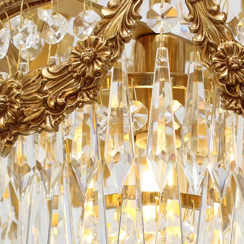 Afralia™ Royal Crown Crystal Drop Pendant Chandelier