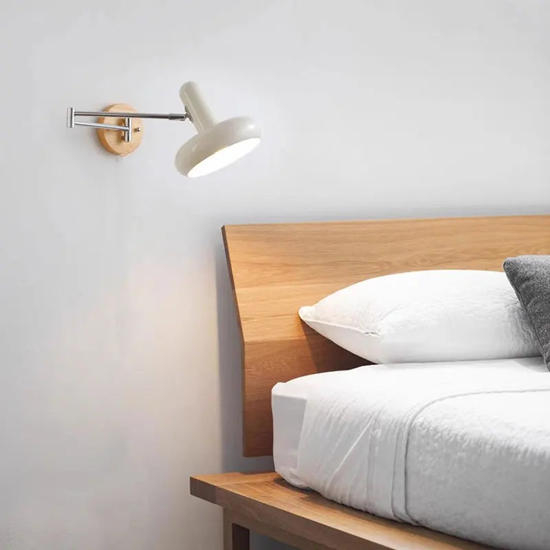 Afralia™ Cream Rocker Arm Wall Lamp: Vintage Telescopic Reading Lamp for Bedroom Study