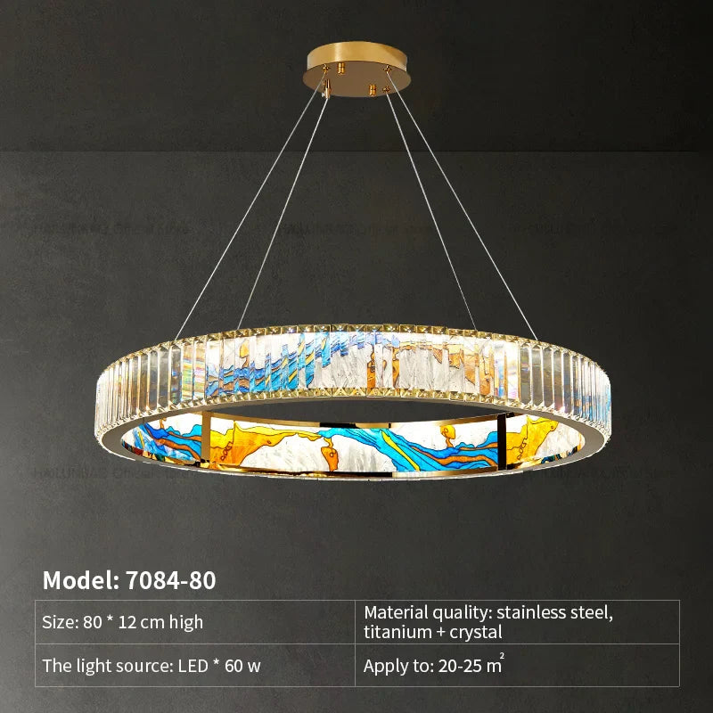 Afralia™ Crystal Chandelier Ring Light Modern Elegant Dining Living Room Lighting