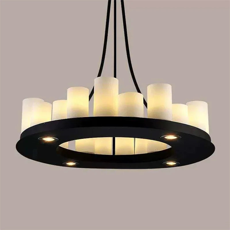 Afralia™ Glass Candle LED Chandelier Pendant Light for Living Room & Kitchen