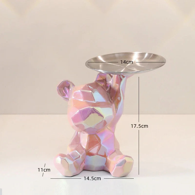 Geometric Bear Coin Bank by Afralia™: Ceramic Home Decor and Organizer