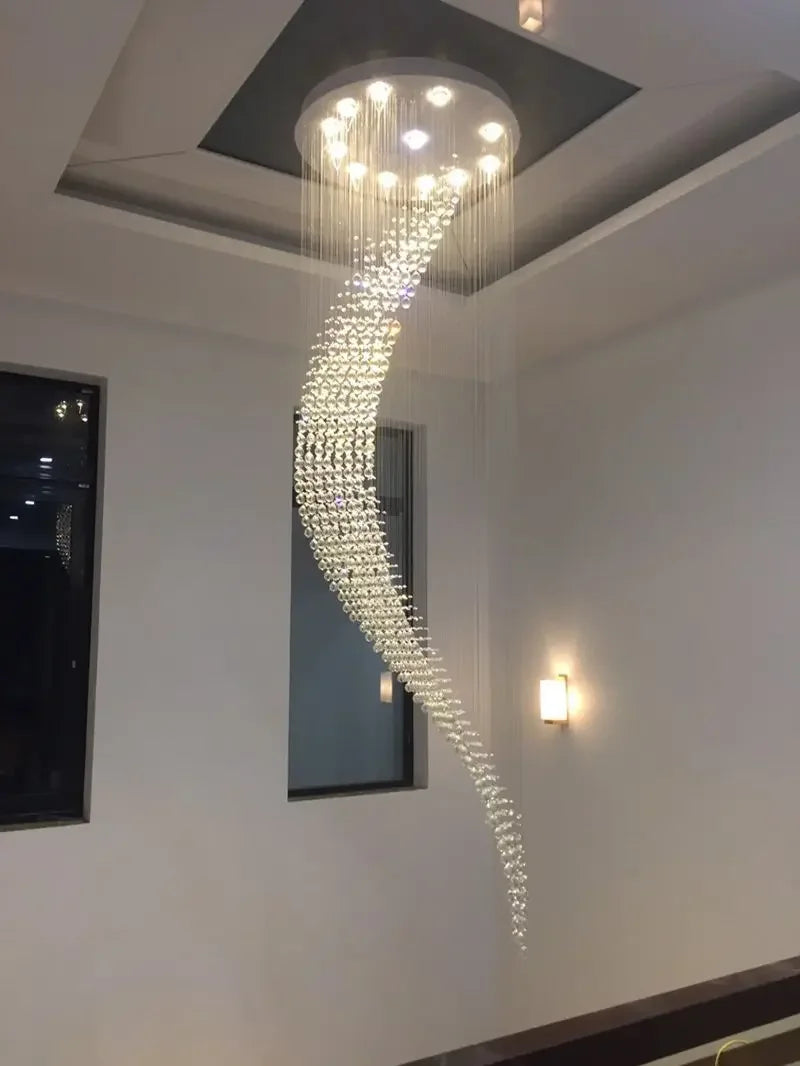 Afralia™ Spiral Crystal Chandelier for Modern Luxury Living Room & Dining Area