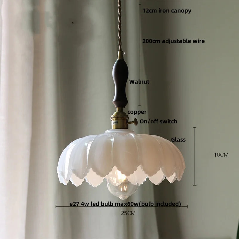 Afralia™ Amber Glass LED Pendant Lamp Modern Nordic Hanging Light