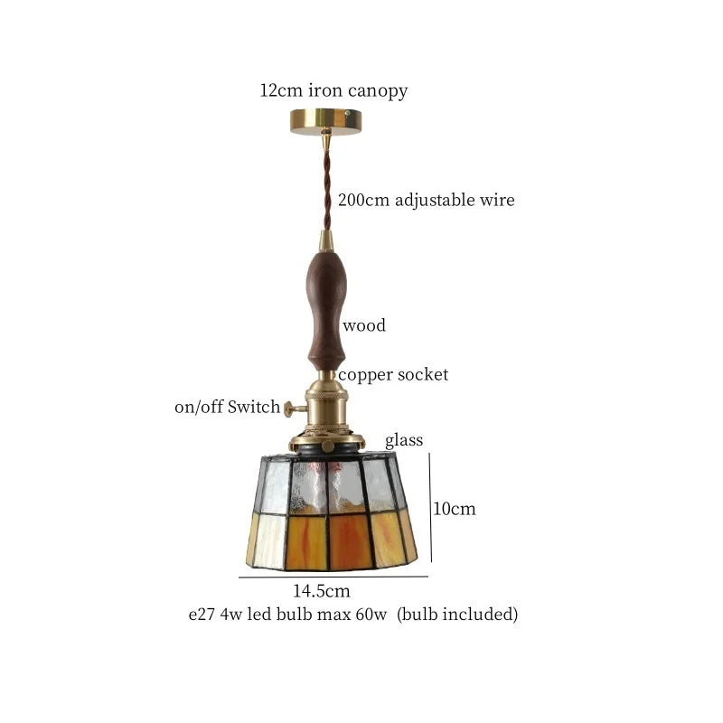 Afralia™ Glass LED Pendant Lamp Japanese Vintage Style for Home and Bar