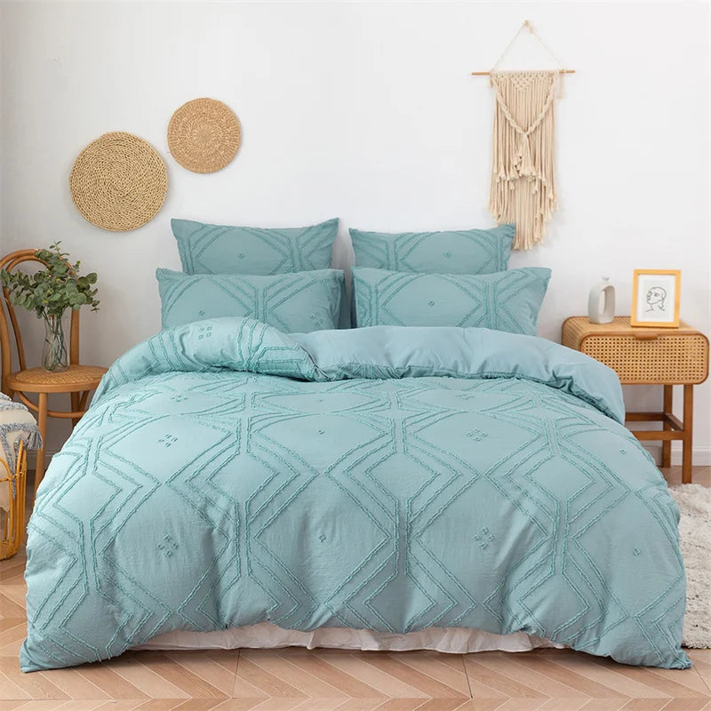 Afralia™ Geometric Cut Flowers Duvet Cover Set King Size High Quality Bedding
