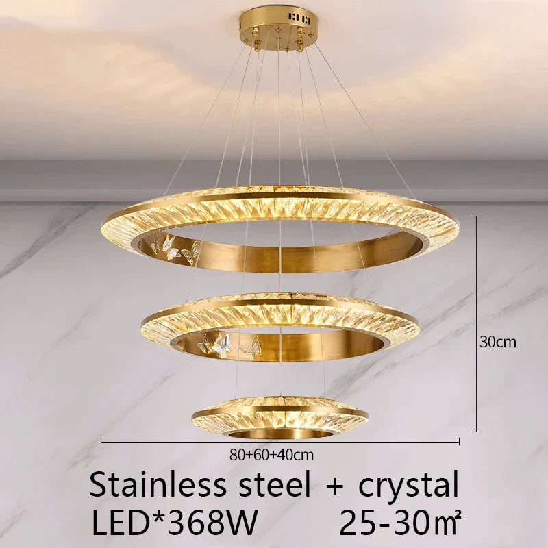 Afralia™ LED Crystal Chandelier for Elegant Room Decor, Flying Disc Ring Ceiling Light