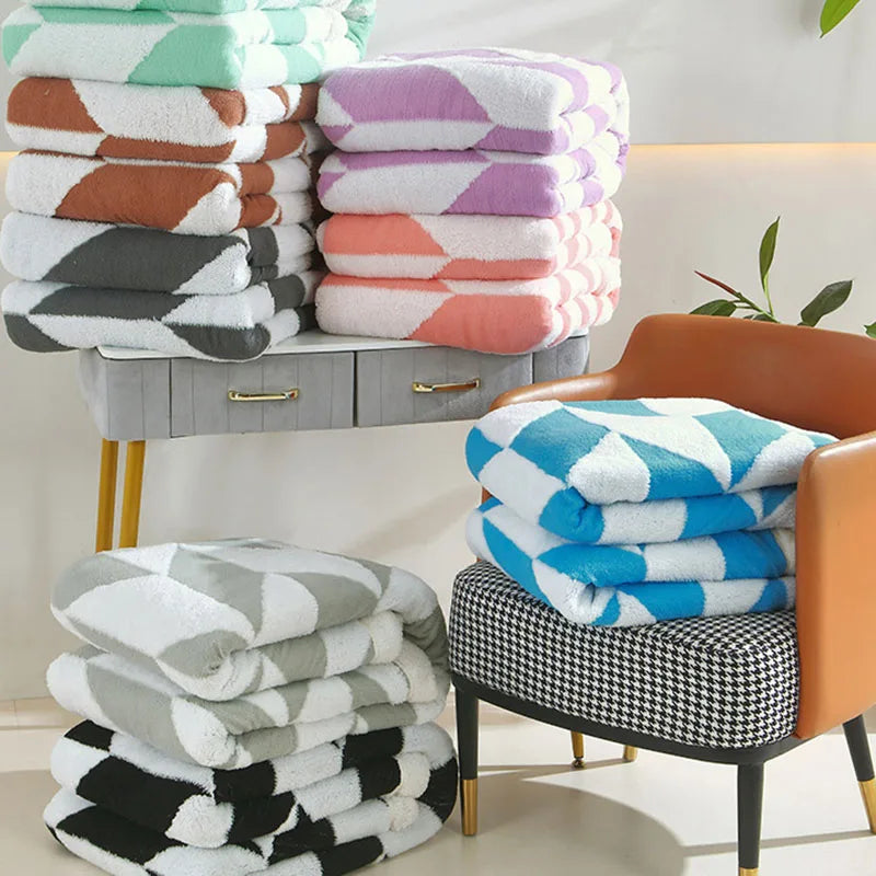 Afralia™ Geometric Lamb Wool Blanket: Soft Multi-Purpose Sofa Cover for Autumn Winter