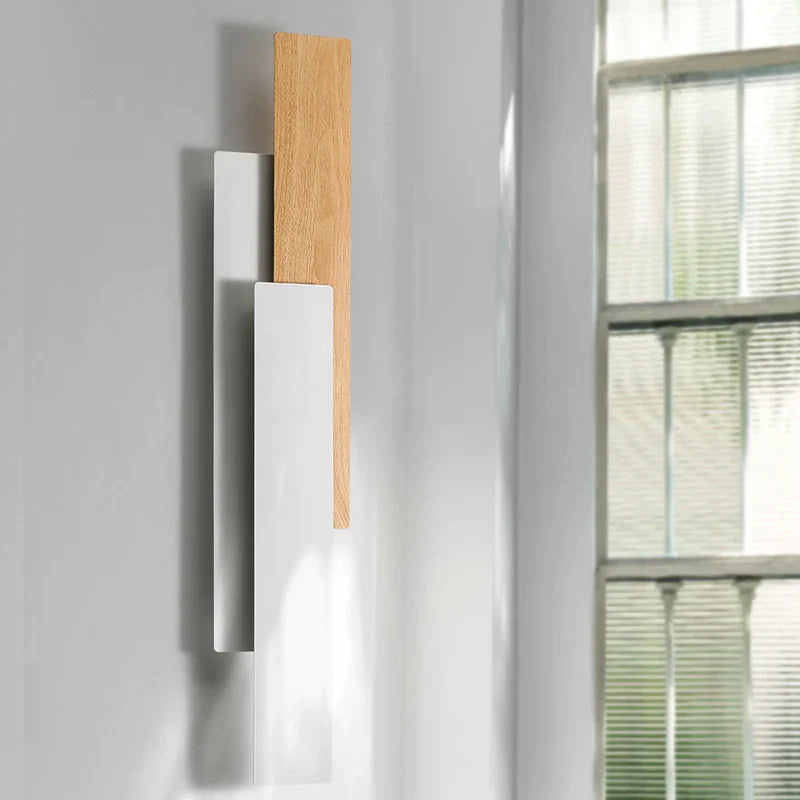 Afralia™ Nature Wood Walnut Rectangle Wall Light with Remote Control