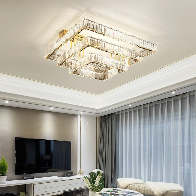 Afralia™ Crystal Chandelier LED Ceiling Light for Bedroom, Dimmable Luxury Foyer Lighting