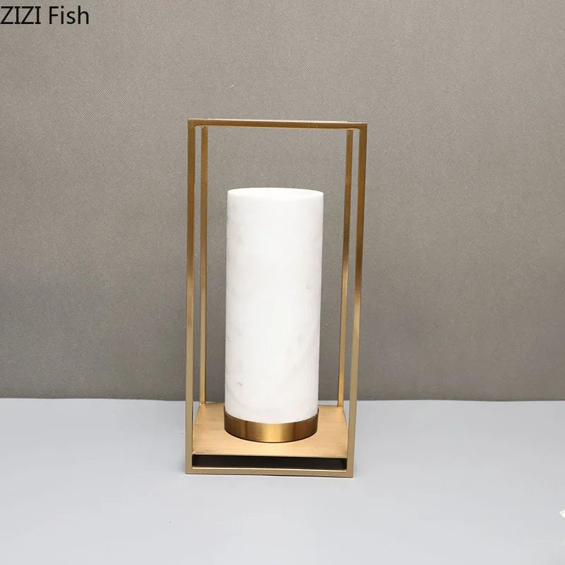 Afralia™ Marble Vase: Golden Frame, Floral Desk Decor, Elegant Room Ornaments