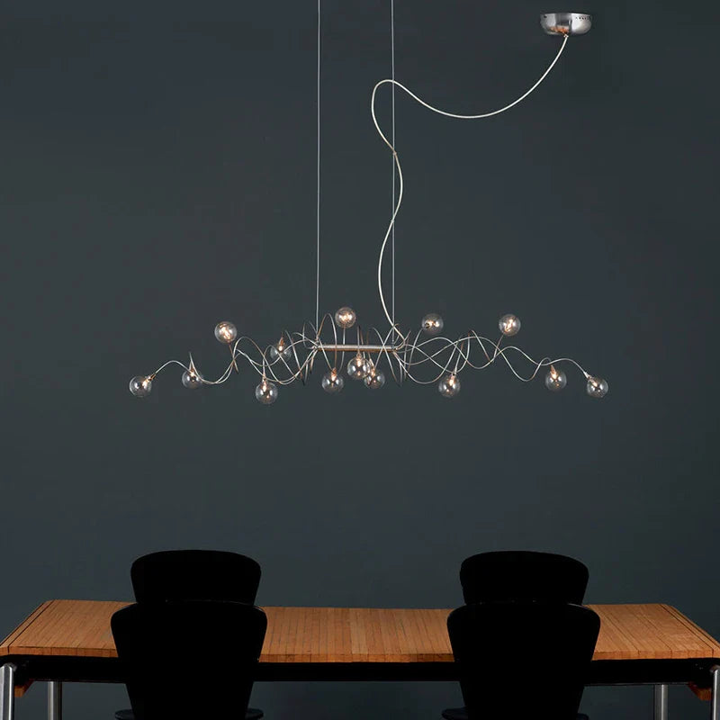 Afralia™ Smoky Gray Glass LED Chandelier for Dining Room and Bar Lighting