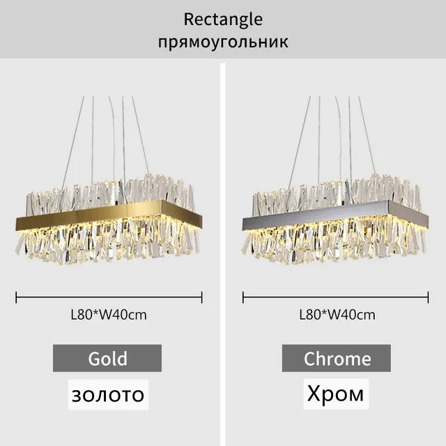 Afralia™ Luxury K9 Crystal Ceiling Chandelier LED Pendant Light for Living Room Bedroom Kitchen
