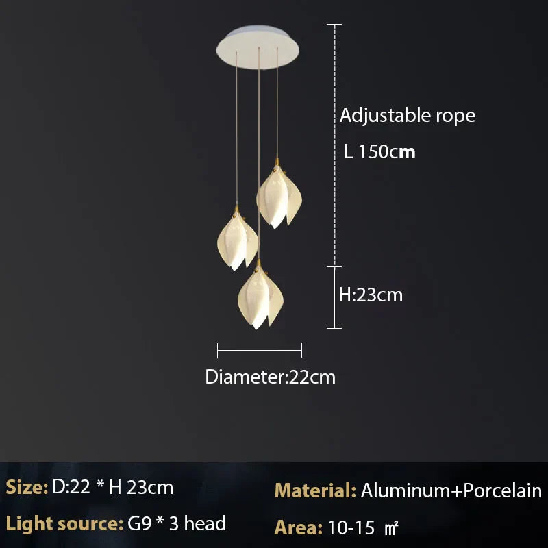 Afralia™ Magnolia Chandelier: Luxury Adjustable Pendant Light for Staircase, Restaurant, Bedroom