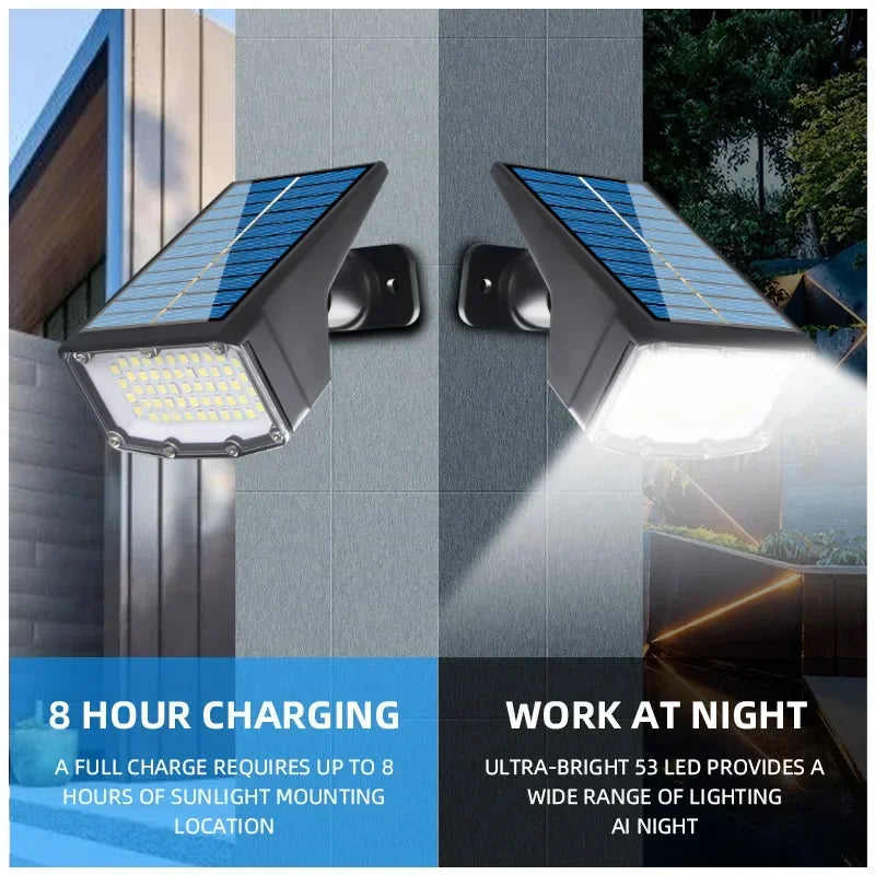 Afralia™ Solar Powered 53LED Spotlight: Adjustable, Waterproof Outdoor Landscape Wall Light