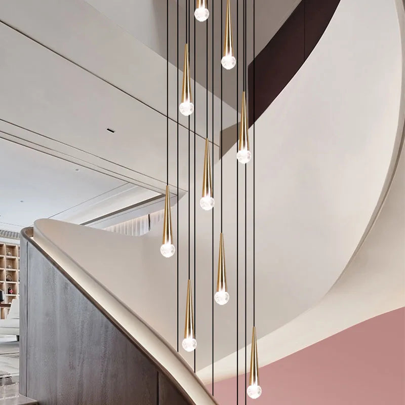 Afralia™ Crystal LED Staircase Chandelier: Luxury Long Stair Lighting Fixture