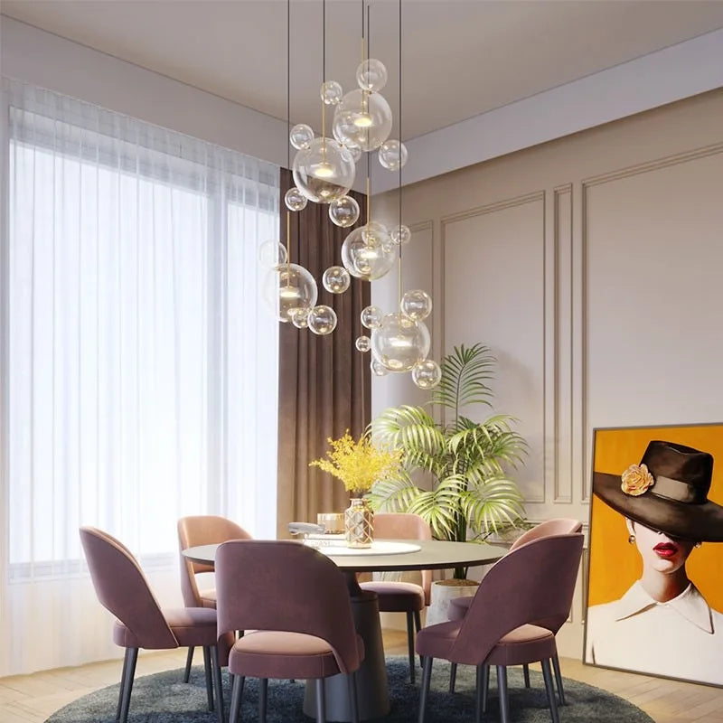 Afralia™ Glass Bubble Chandelier Customized Pendant Light for Living Room Atmosphere