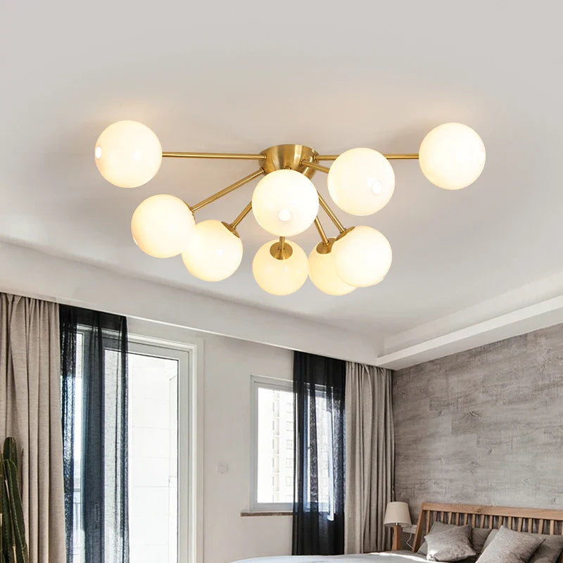 Afralia™ Glass Ball LED Ceiling Chandelier for Modern Living Room and Bedroom Lighting